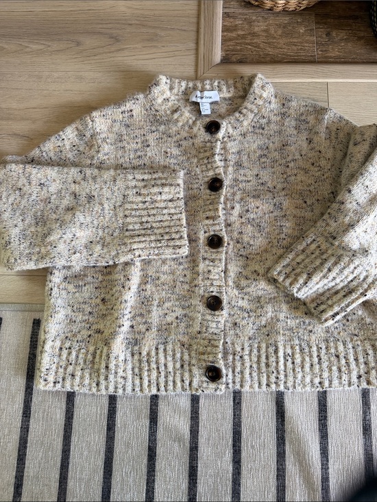 & Other Stories Sweaters - & Other Stories Speckled Cream Button-Up Wool and Alpaca mix Knit Cardigan